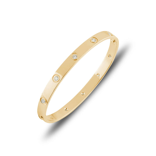 Cartier Yellow Gold Full Diamond Love Bracelet Size 17 B6040517