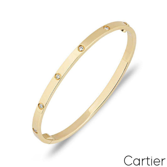 Cartier Yellow Gold Full Diamond Love Bracelet Sm Size 19 B6047819