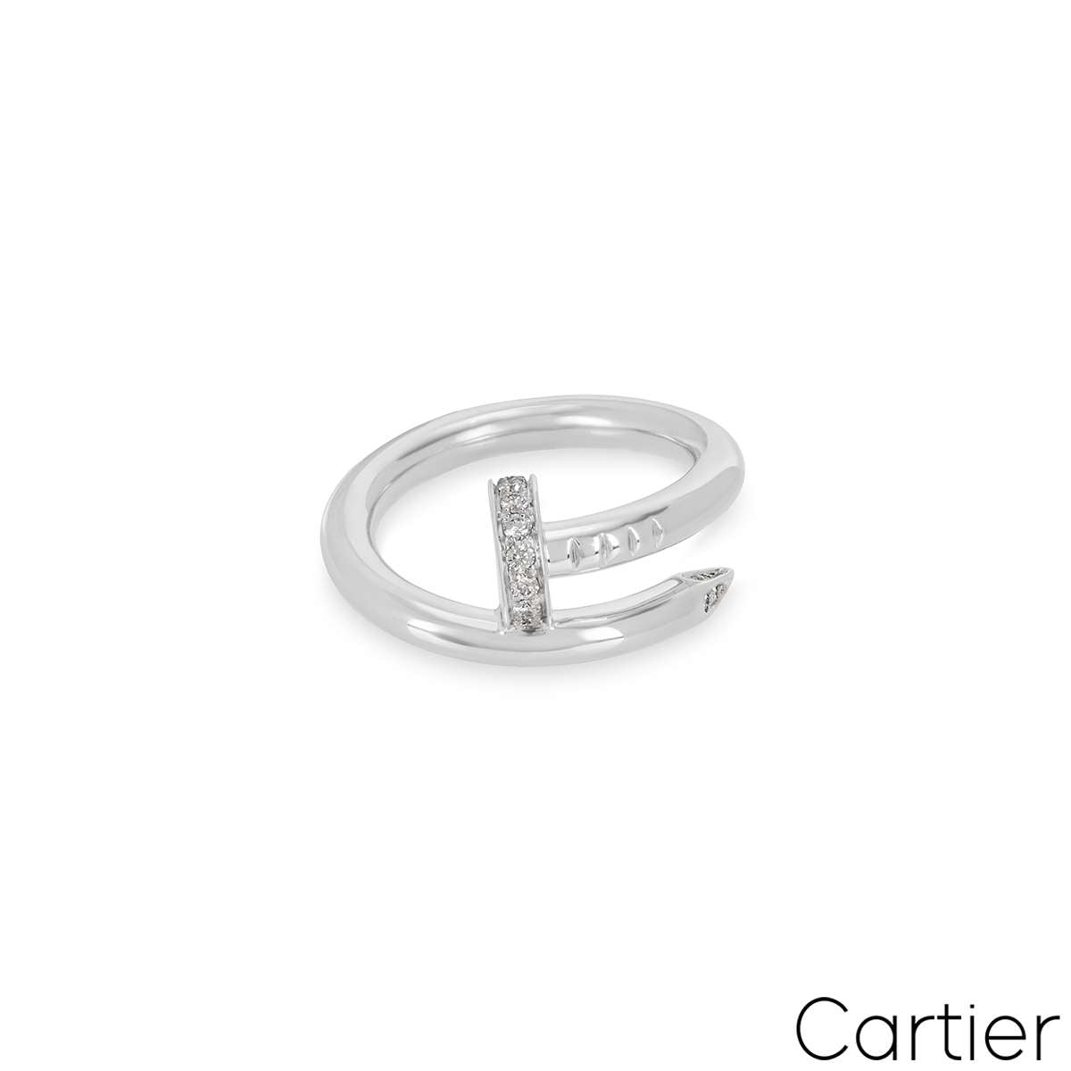 Cartier White Gold Diamond Juste Un Clou Ring Size 51 B4092700