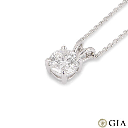 White Gold Round Brilliant Cut Diamond Pendant 1.23CT F/SI1 Xxx