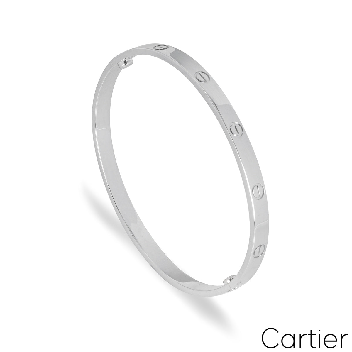 Cartier White Gold Plain Love Bracelet Size 21 B6035421