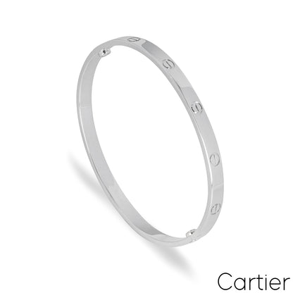 Cartier White Gold Plain Love Bracelet Size 21 B6035421