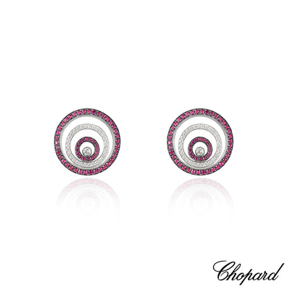 Chopard White Gold Ruby & Diamond Happy Spirit Earrings 84/5425-1002