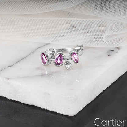 Cartier Platinum Pink Sapphire & Diamond Meli Melo Ring