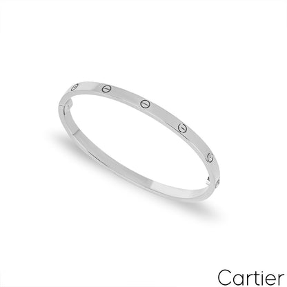 Cartier White Gold Plain Love Bracelet Sm Size 19 B6047419