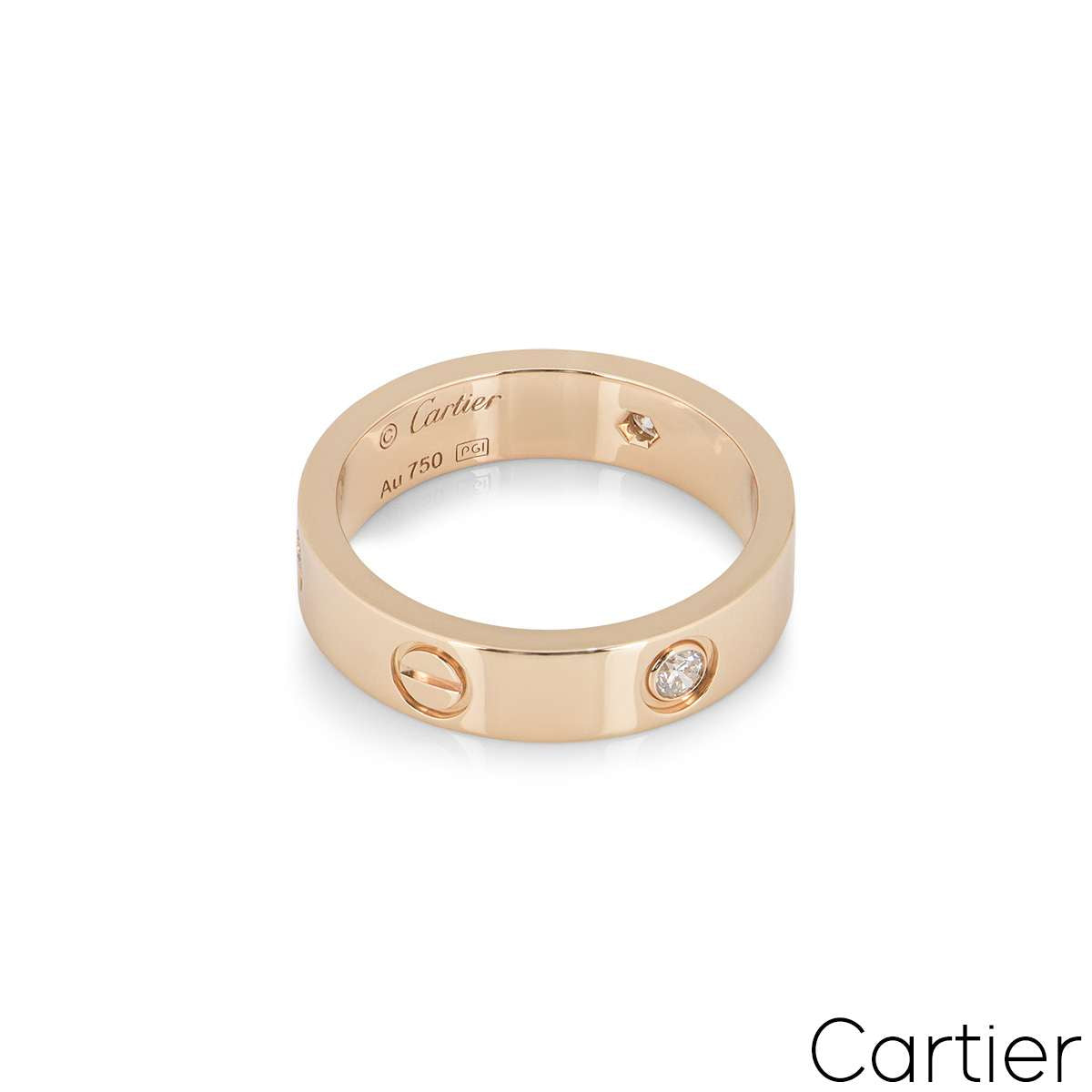 Cartier Rose Gold Half Diamond Love Ring Size 54 B4087500