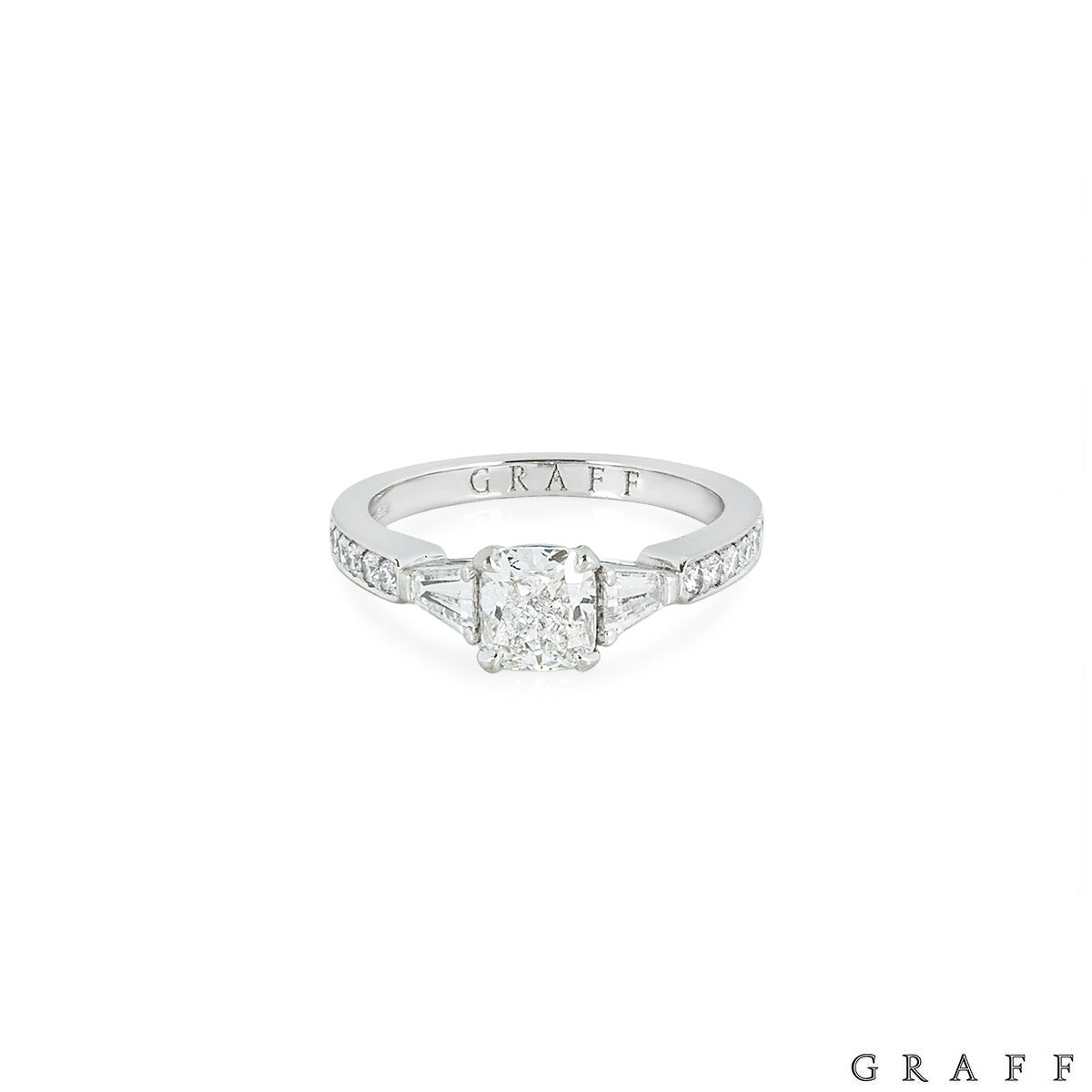 Graff Platinum Cushion Cut Diamond Promise Ring 0.90CT G/VS1