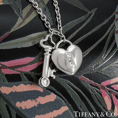 Tiffany & Co. Platinum Diamond Lock & Key Pendant