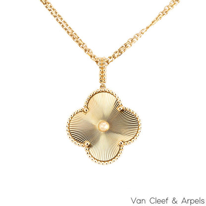 Van Cleef & Arpels Yellow Gold Guilloche Magic Alhambra Necklace VCARP4KO00