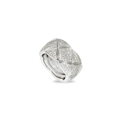 Chanel White Gold Diamond Coco Crush Ring Size 51 J10955