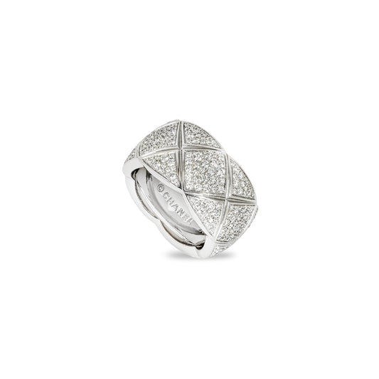 Chanel White Gold Diamond Coco Crush Ring Size 51 J10955