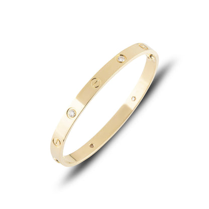 Cartier Yellow Gold Half Diamond Love Bracelet Size 18 B6035918