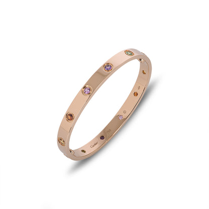 Cartier Rose Gold Coloured Stones Love Bracelet Size 17 B6036517