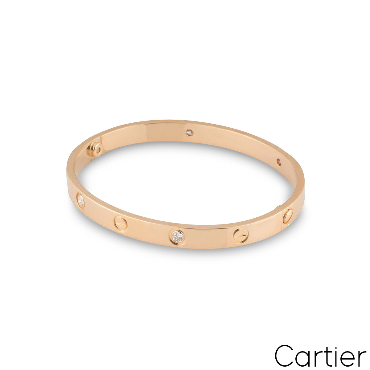 Cartier Rose Gold Half Diamond Love Bracelet Size 18 B6036018