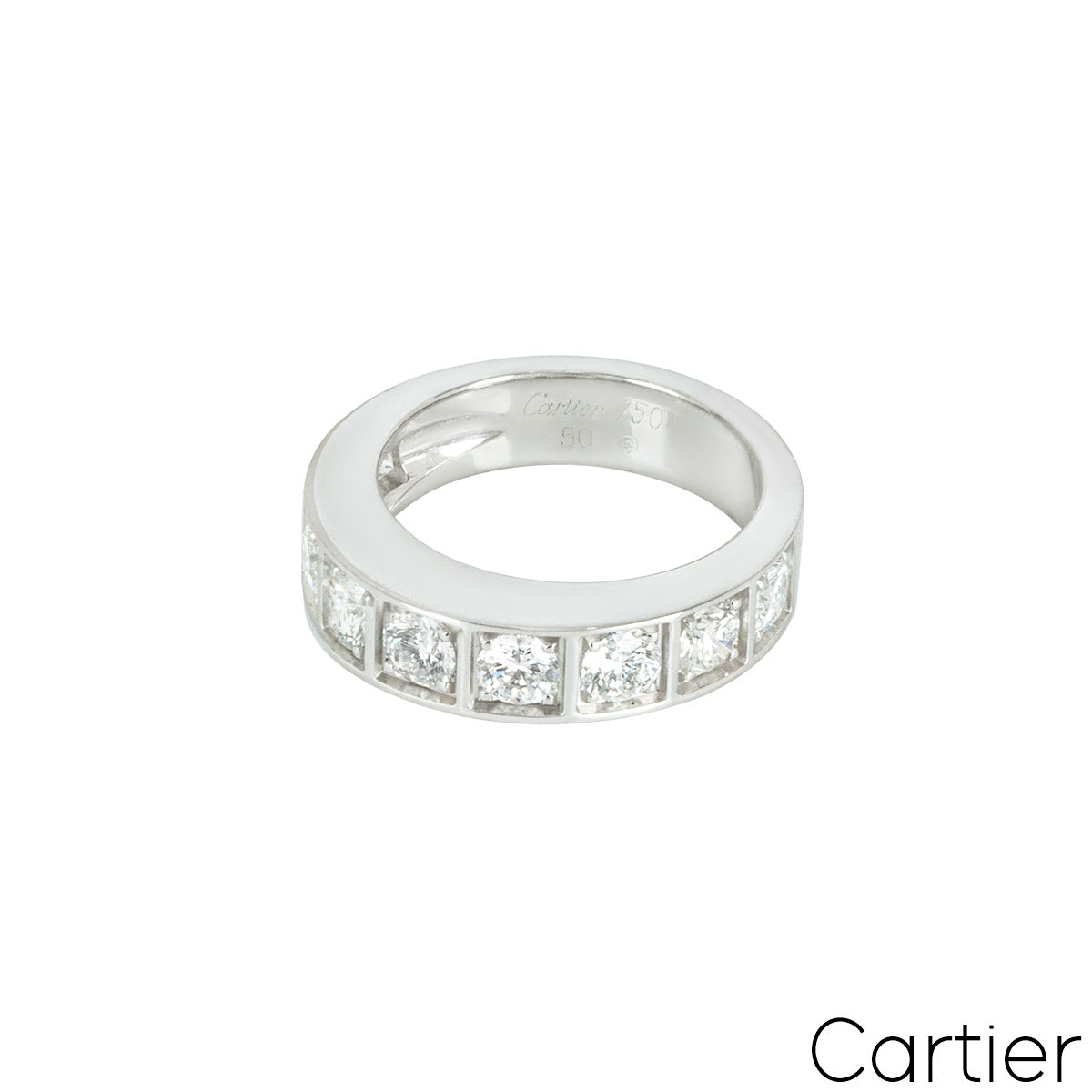 Cartier White Gold Half Diamond Love Ring Size 49 B4032500