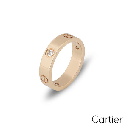 Cartier Rose Gold Half Diamond Love Ring Size 50 B4087500