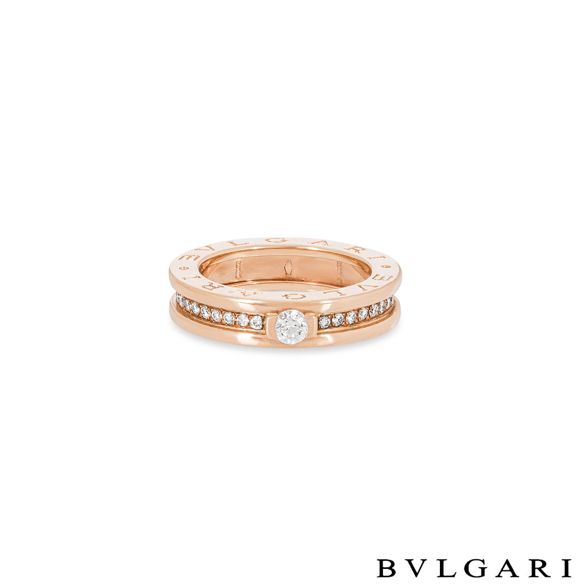 Bvlgari Rose Gold Diamond B.ZERO1 Ring 0.30CT F/VVS2