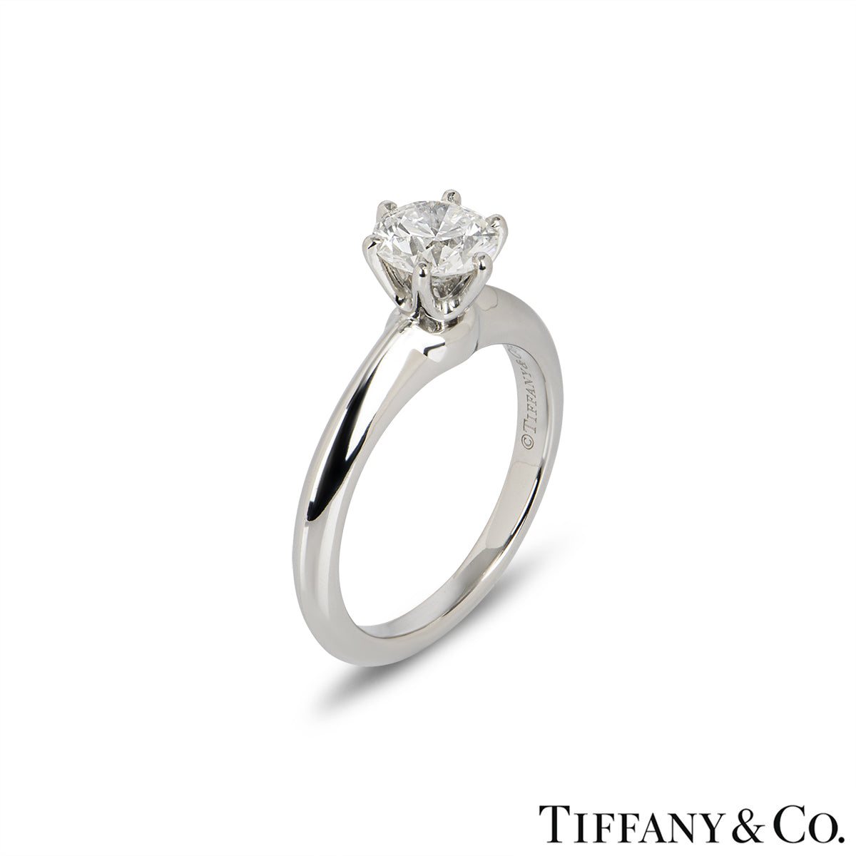 Tiffany & Co. Platinum Round Brilliant Cut Diamond Setting Ring 1.00CT H/VVS1 Xxx