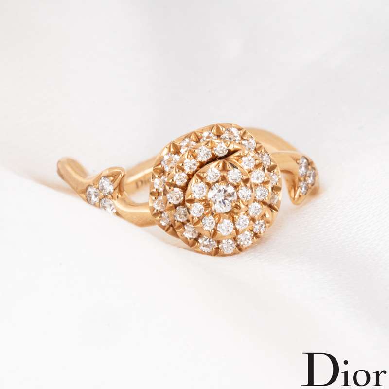 Dior Pink Gold Small Rose Dior Couture Diamond Ring Size 49 0.30CT JRCO95009