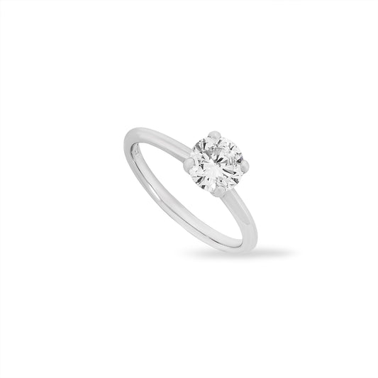 White Gold Round Brilliant Cut Diamond Ring 1.10CT G/SI1