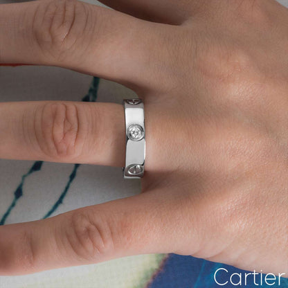 Cartier White Gold Half Diamond Love Ring Size 56 B4032500