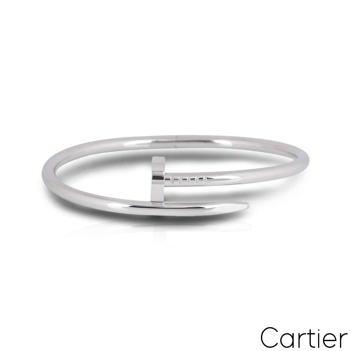 Cartier White Gold Plain Juste Un Clou Bracelet Size 17 B6048317