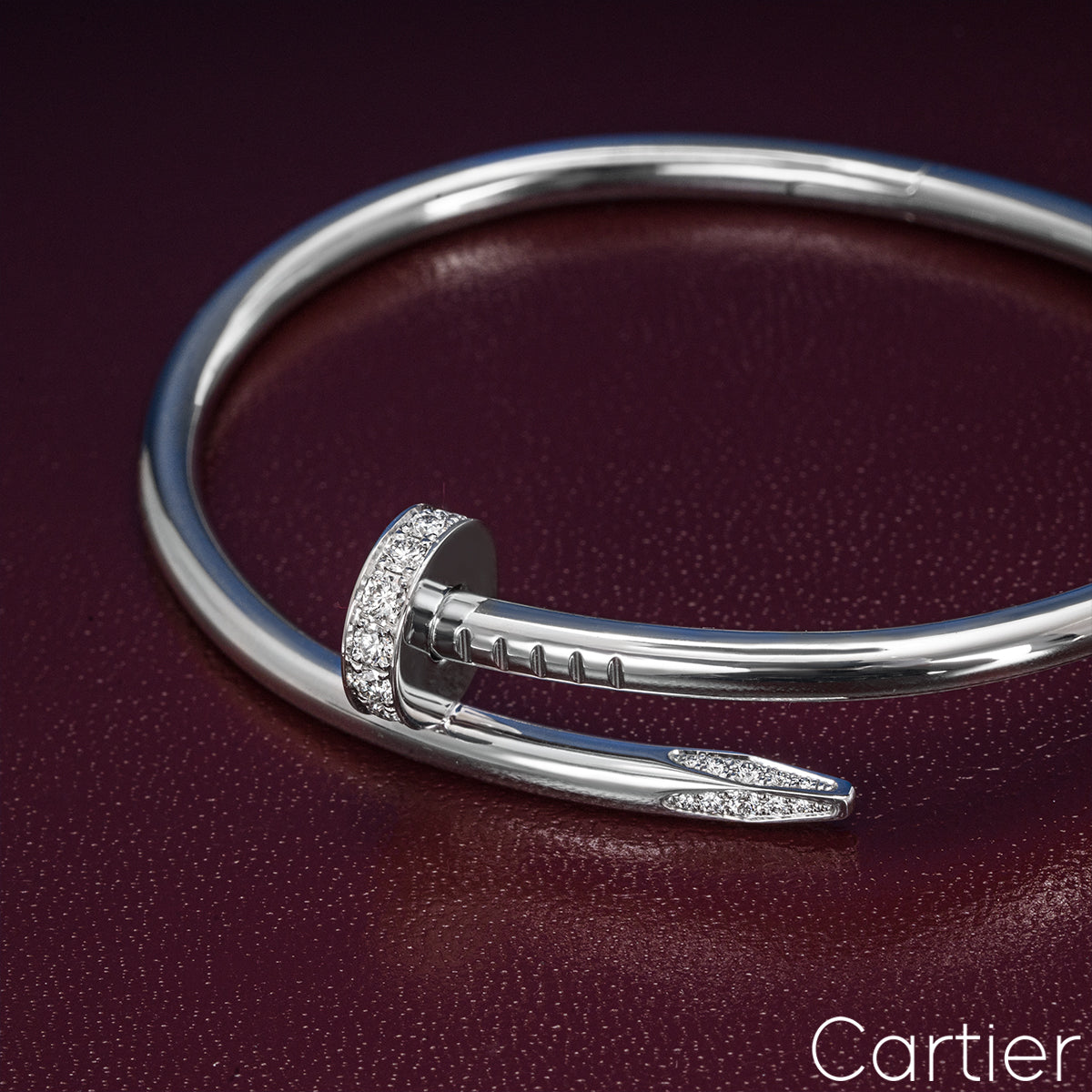 Cartier White Gold Plain Juste Un Clou Bracelet Size 18 B6048318