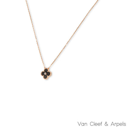 Van Cleef & Arpels Limited Edition Obsidian Vintage Alhambra Holiday Pendant VCARP9T000