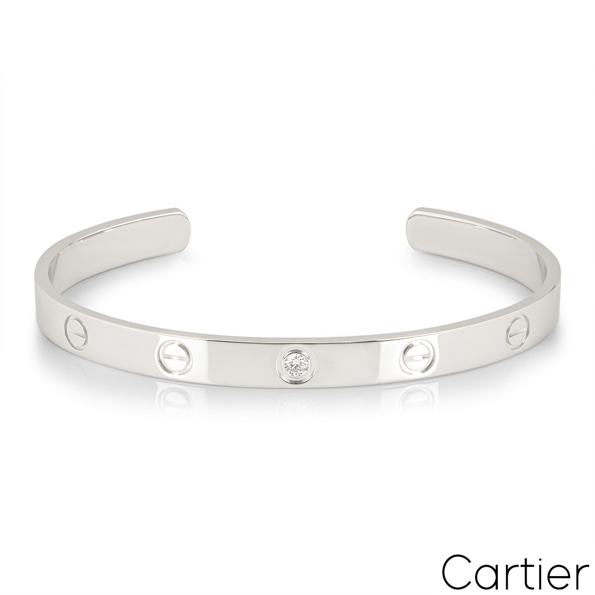 Cartier White Gold Diamond Cuff Love Bracelet Size 17 B6029917