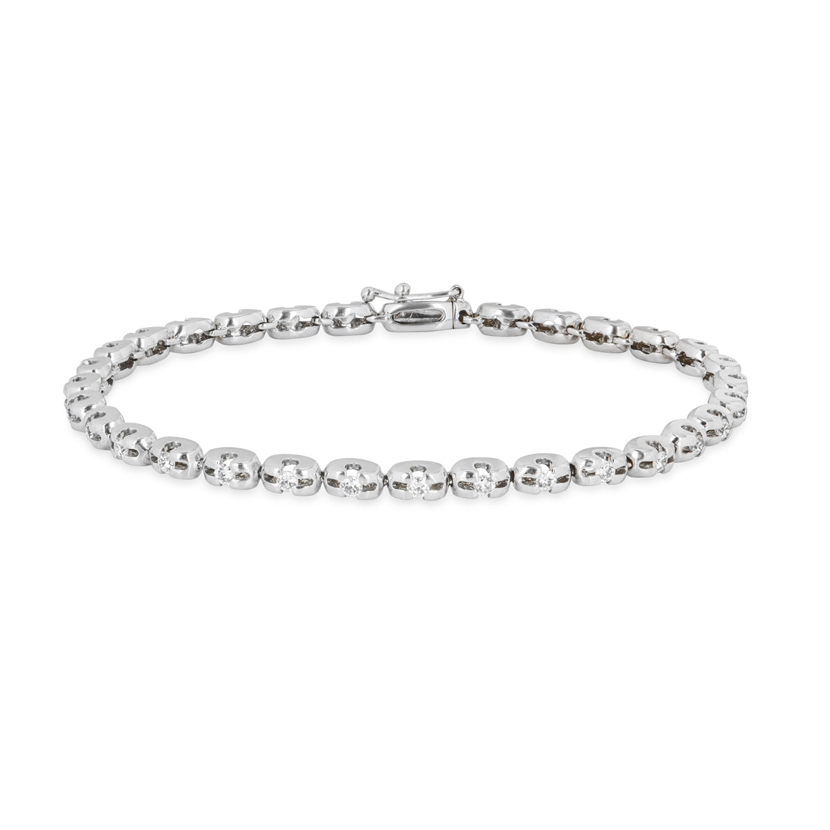 White Gold Diamond Tennis Bracelet 0.90CT Tdw