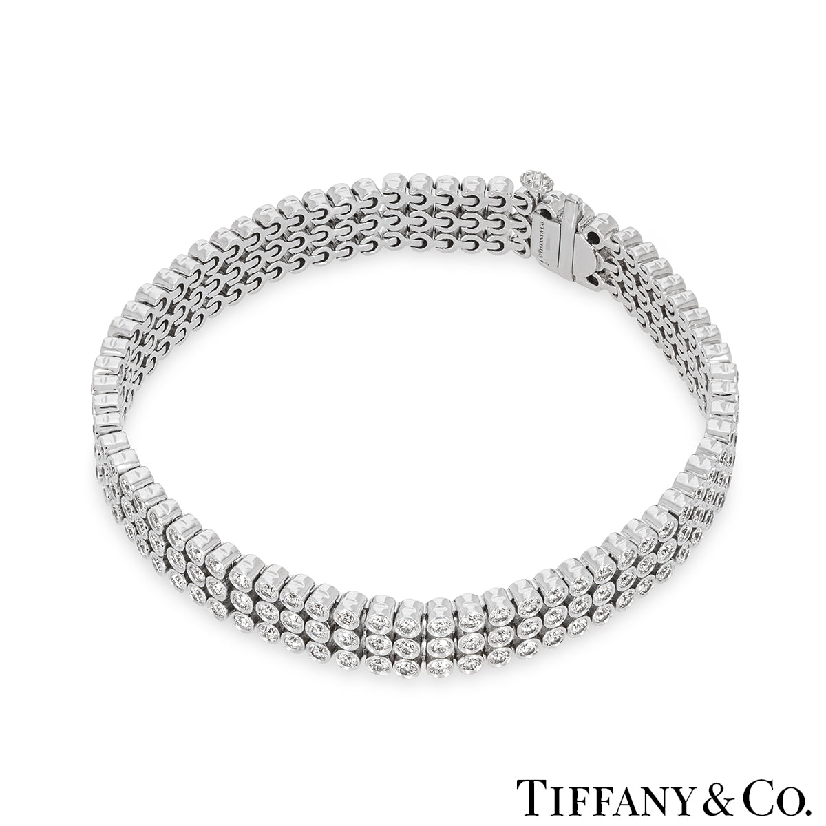 Tiffany & Co. Platinum Diamond Jazz Three-Row Bracelet