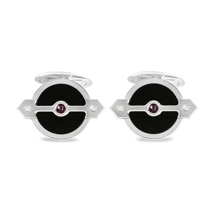 Girard Perregaux White Gold Onyx & Ruby Set Golden Bridge Cufflinks