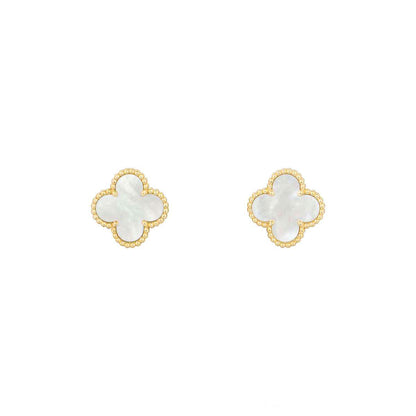 Van Cleef & Arpels Yellow Gold Mother Of Pearl Vintage Alhambra Earrings VCARA44100