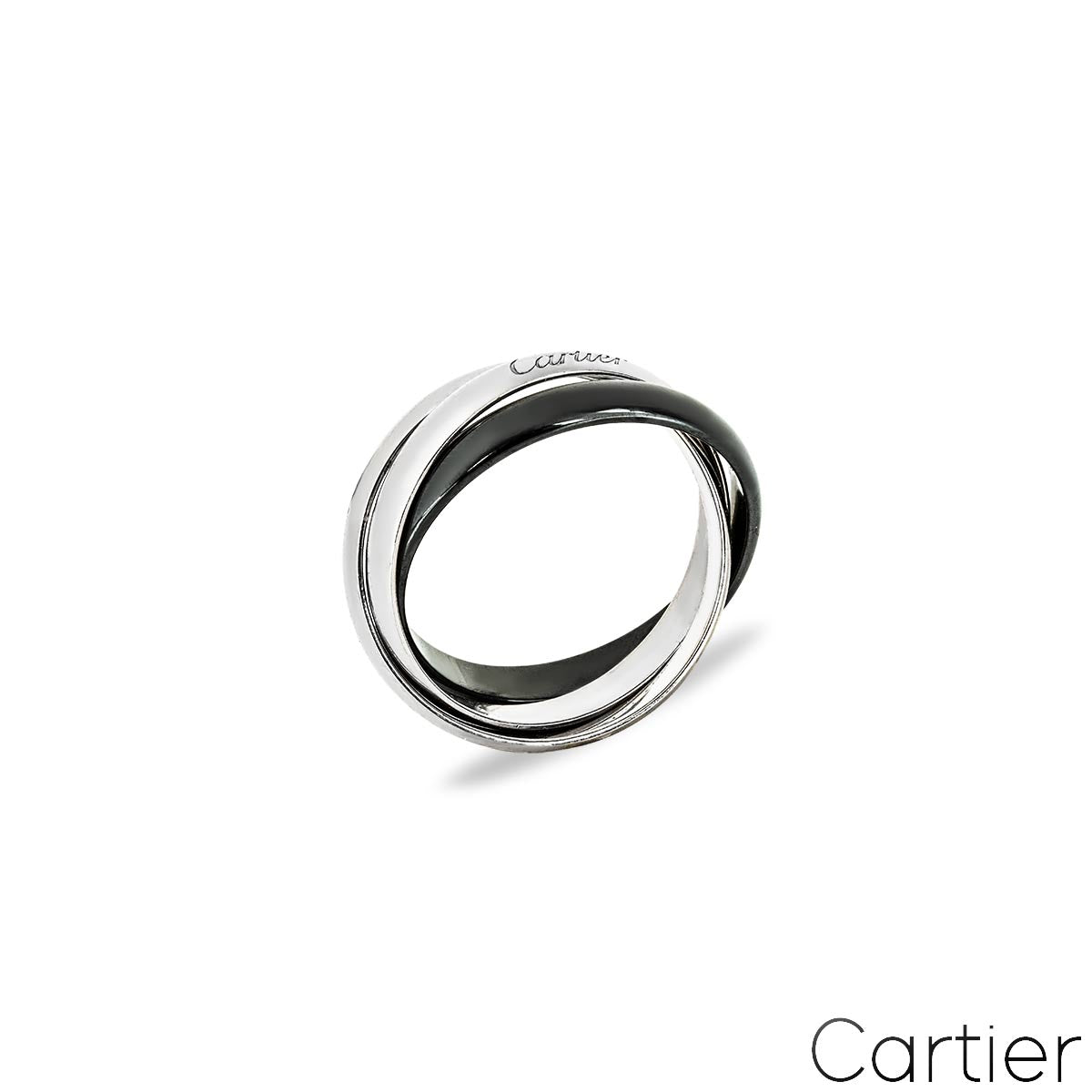 Cartier White Gold And Ceramic Trinity De Cartier Ring Size 63 B4234100