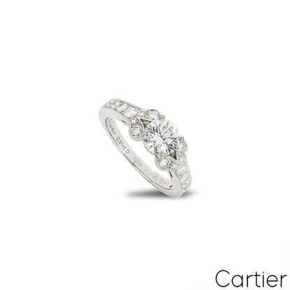 Cartier Platinum Round Brilliant Cut Diamond Ballerine Solitaire Ring 0.91CT D/if Xxx