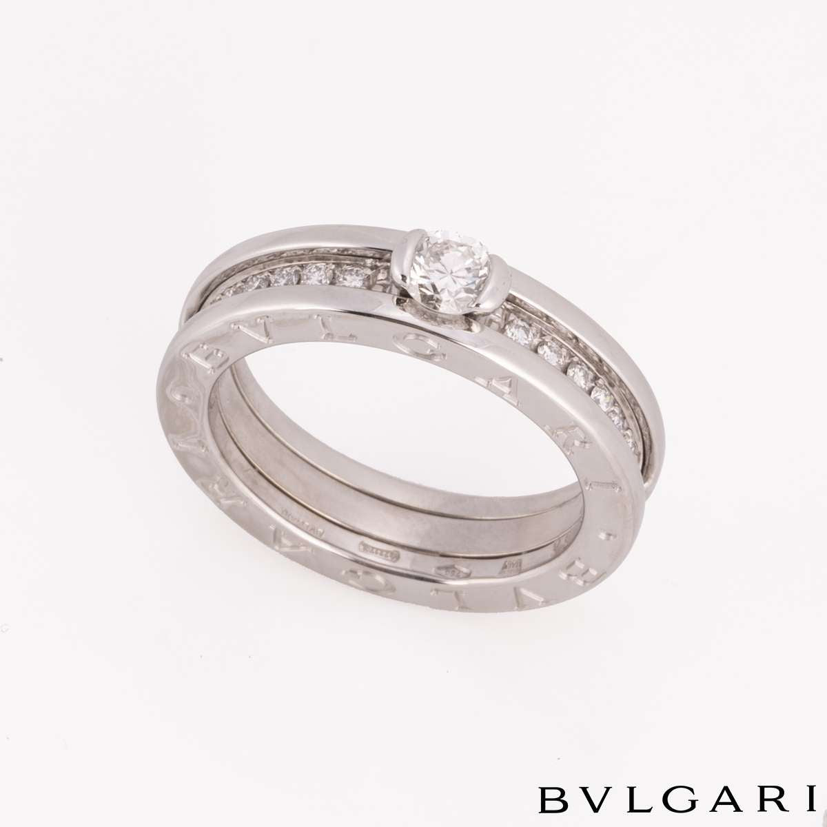 Bvlgari White Gold Diamond B.ZERO1 Ring Size 53 0.30CT F/VVS2