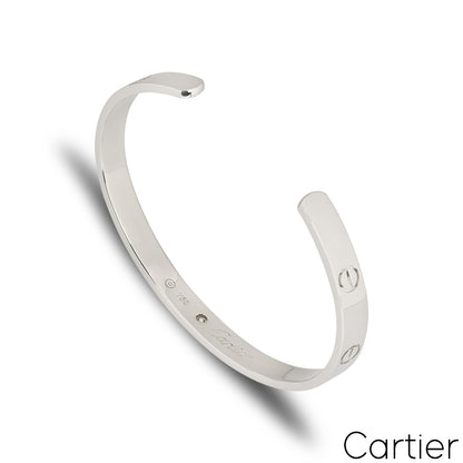 Cartier White Gold Diamond Cuff Love Bracelet Size 17 B6029917