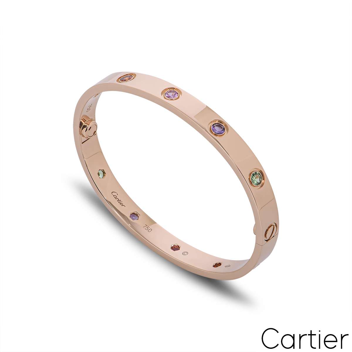 Cartier Rose Gold Coloured Stones Love Bracelet Size 16 B6036516