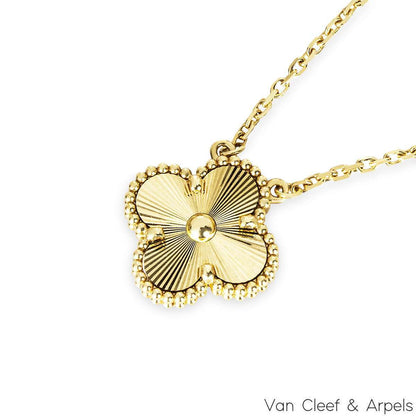 Van Cleef & Arpels Yellow Gold Guilloche Vintage Alhambra Necklace VCARP4KL00