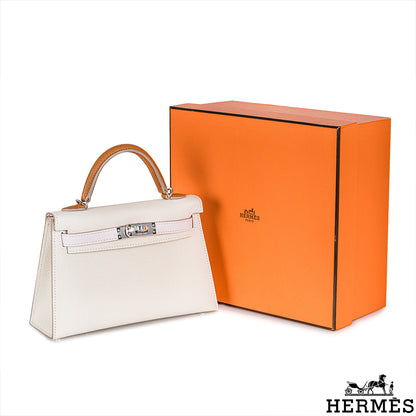 Hermès Kelly Mini II Tricolore Verso Craie/mauve Pale/gold Veau Epsom Phw