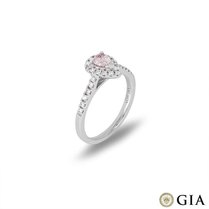 White Gold Fancy Light Purplish Pink Pear Cut Diamond Ring 0.31CT