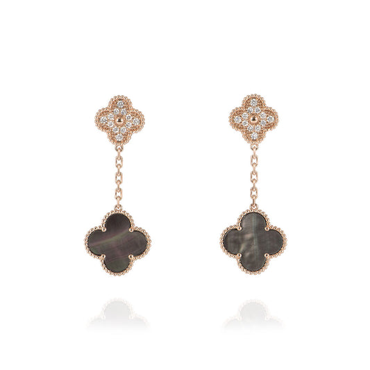 Van Cleef & Arpels Rose Gold Diamond & Mother Of Pearl Magic Alhambra Earrings VCARP2R200