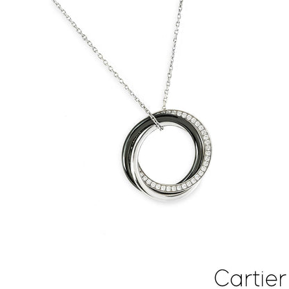 Cartier White Gold Diamond And Ceramic Trinity Necklace B3045500