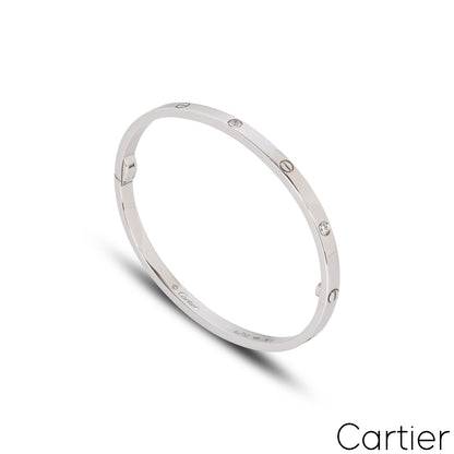 Cartier White Gold 6 Diamond Sm Love Bracelet Size 16 B6047716