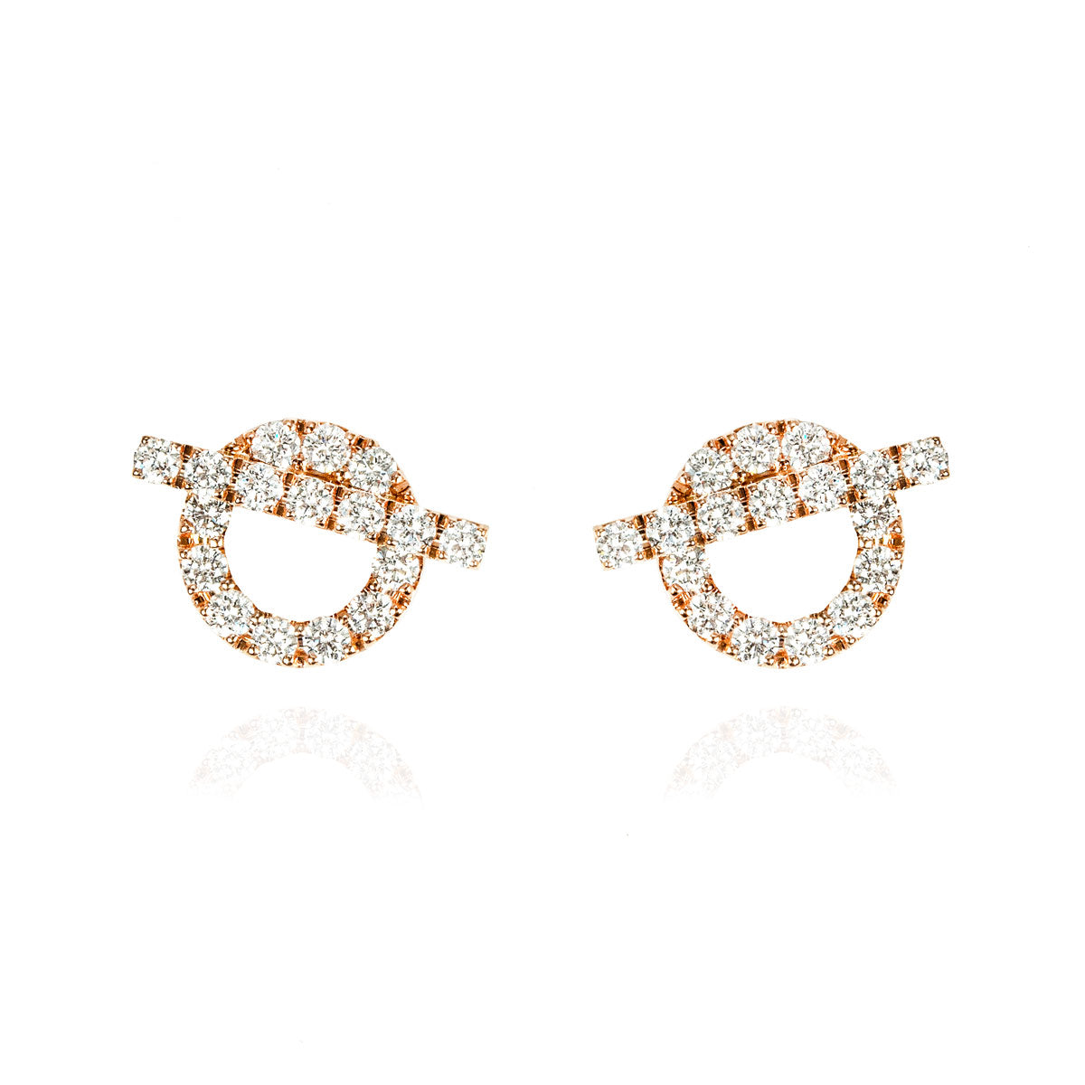 Hermés Rose Gold Diamond Finesse Earrings 0.92CT H219512B 00