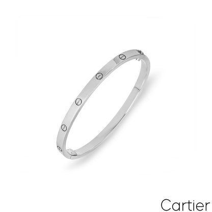 Cartier White Gold Plain Love Bracelet Sm Size 16 B6047416