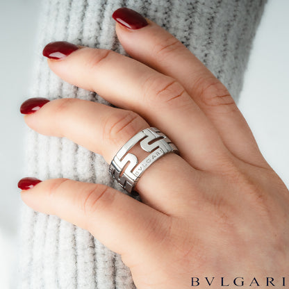 Bvlgari White Gold Parentesi Ring Size 56