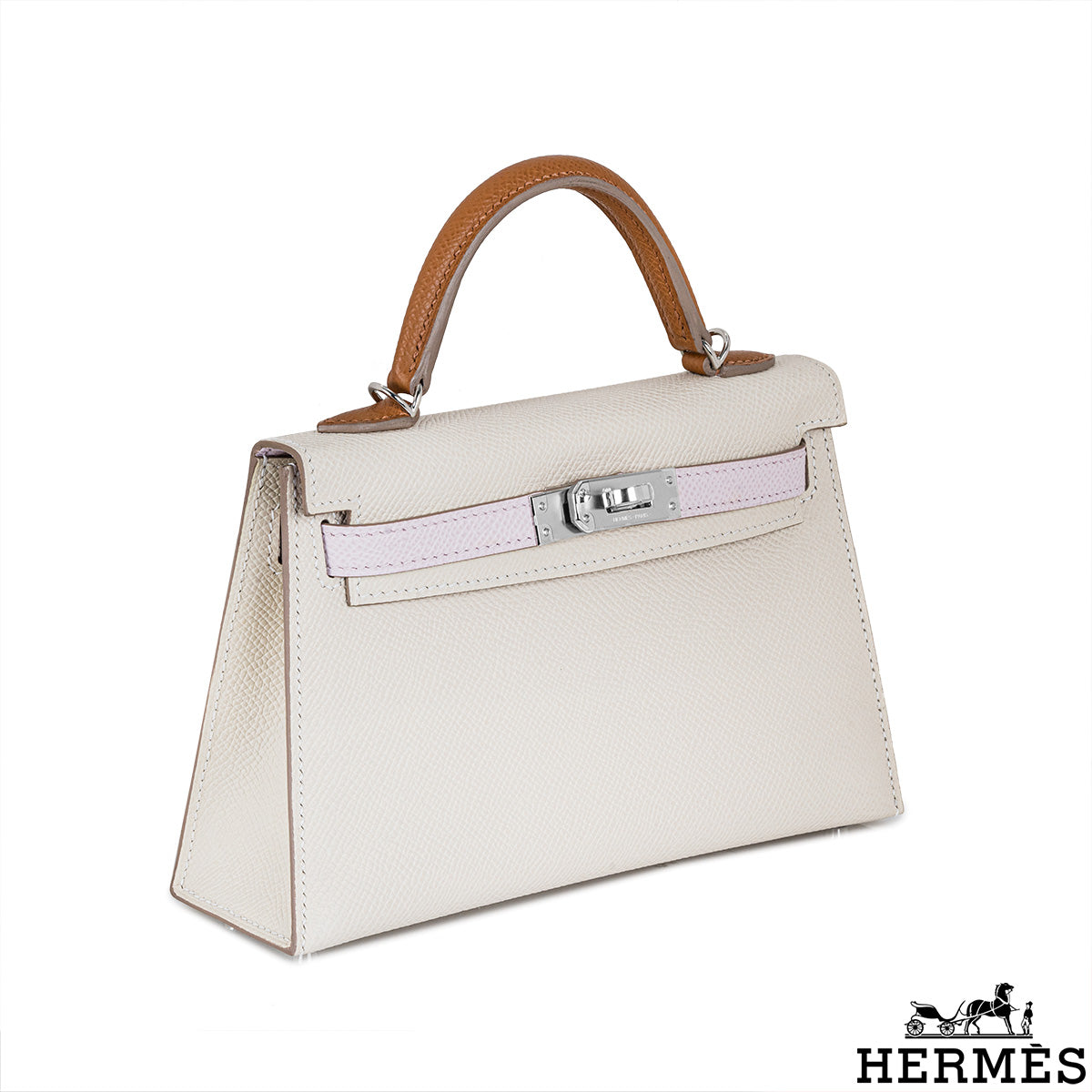 Hermès Kelly Mini II Tricolore Verso Craie/mauve Pale/gold Veau Epsom Phw