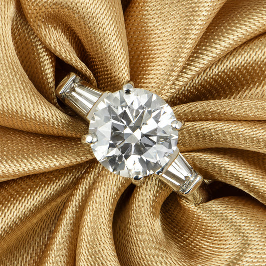 Tiffany & Co. Platinum Round Brilliant Cut Diamond Three Stone Ring 2.10CT E/VS1