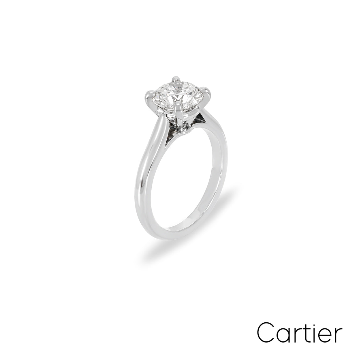 Cartier Platinum Round Brilliant Cut Diamond Solitaire 1895 Ring 1.37CT G/VVS1 Xxx